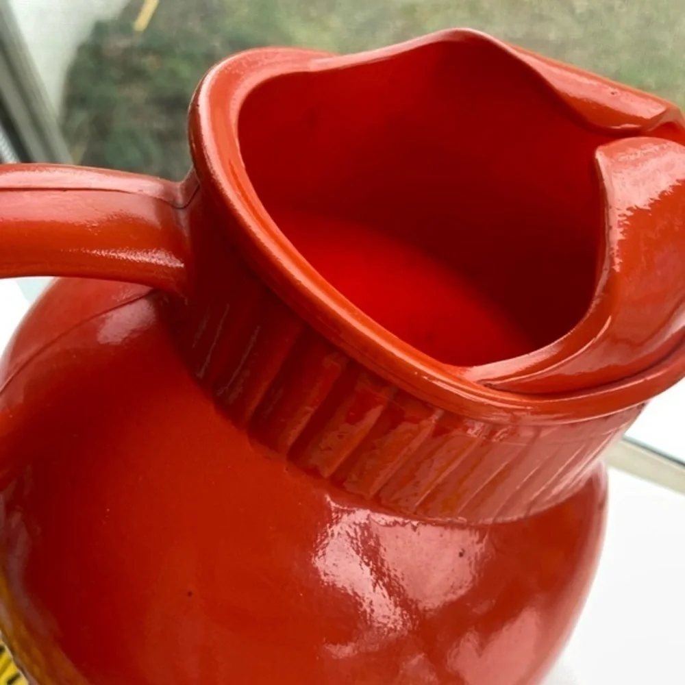Cool Orange Glass Pitcher Vase Planter Storage MCM CottageCore - Picture 11 of 13